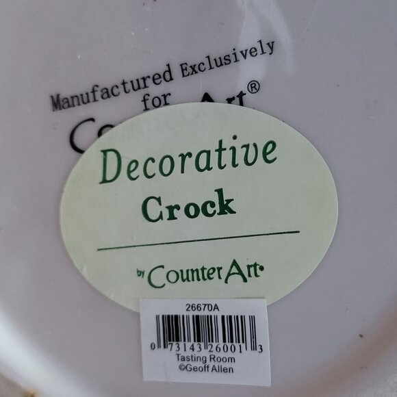 Decorative Crock Wine Chiller Vase Utensil Holder Good Friends Food Wine - Picture 8 of 10